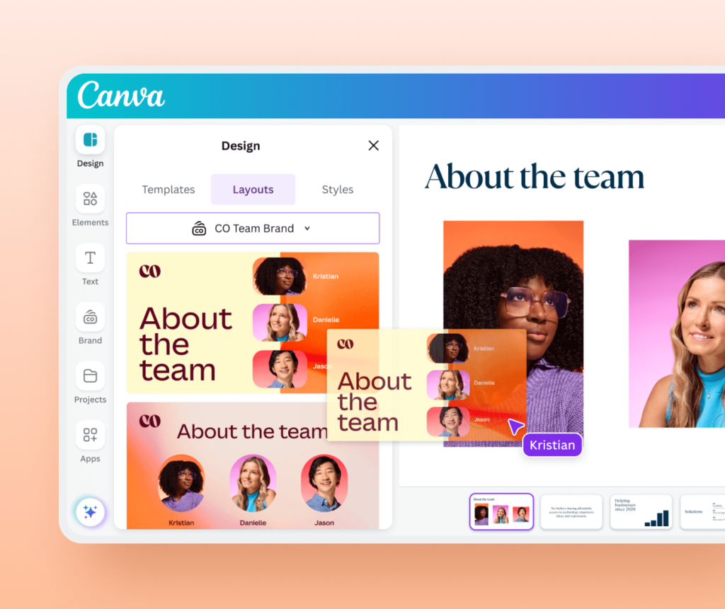 Canva's homepage