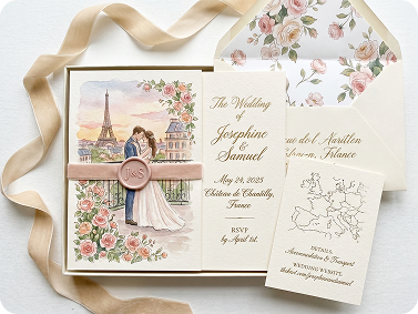 Elegant wedding invitation with floral accents