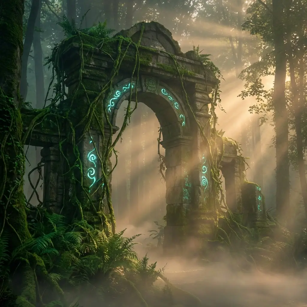 Ancient Ruins with Magic Glow